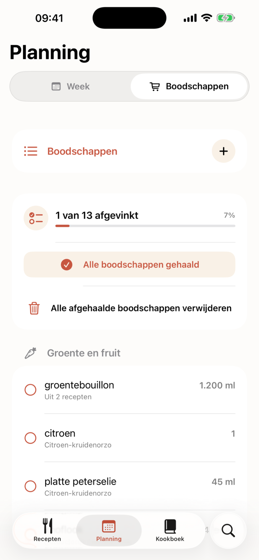 Boodschappenlijst in Seasoned