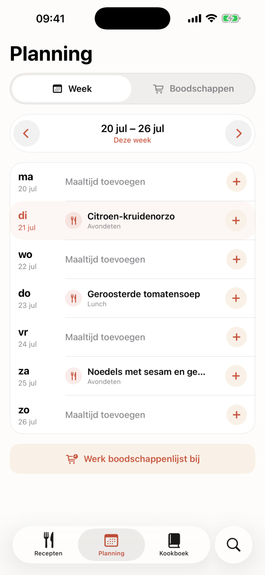 Weekplanning in Seasoned